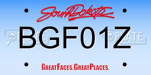 BGF01Z South Dakota License Plate