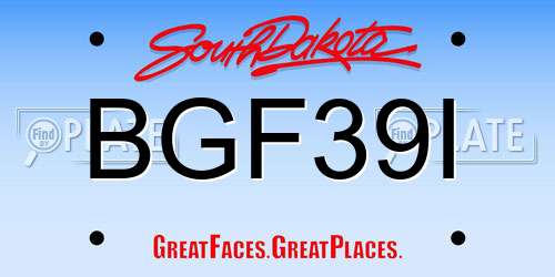 BGF39I South Dakota License Plate