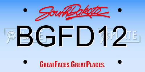 BGFD12 South Dakota License Plate