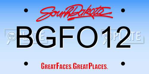 BGFO12 South Dakota License Plate
