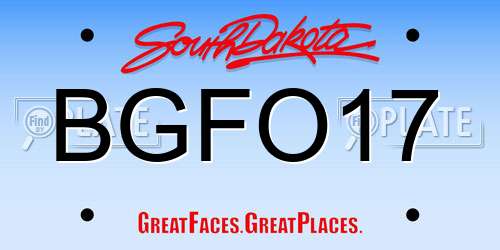 BGFO17 South Dakota License Plate