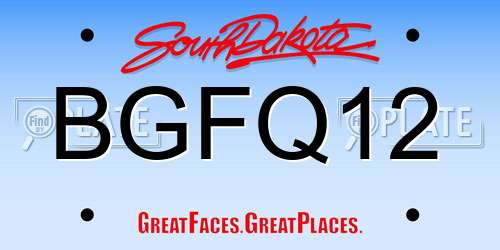 BGFQ12 South Dakota License Plate