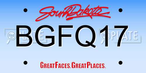 BGFQ17 South Dakota License Plate
