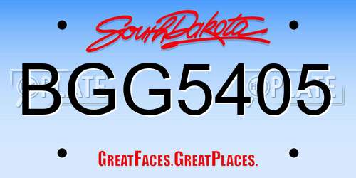 BGG5405 South Dakota License Plate