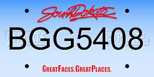 BGG5408 South Dakota License Plate