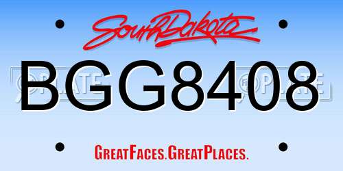 BGG8408 South Dakota License Plate