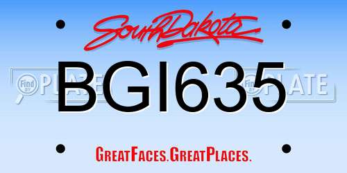 BGI635 South Dakota License Plate
