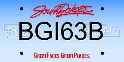 BGI63B South Dakota License Plate