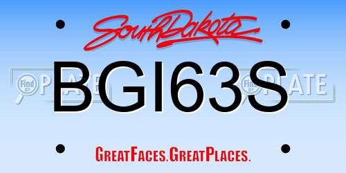BGI63S South Dakota License Plate