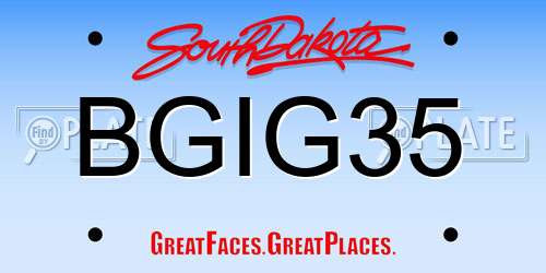 BGIG35 South Dakota License Plate