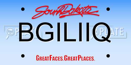 BGILIIQ South Dakota License Plate