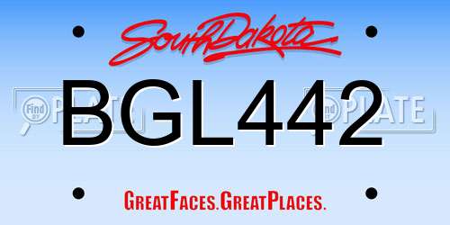 BGL442 South Dakota License Plate