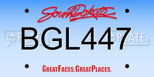 BGL447 South Dakota License Plate