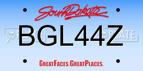 BGL44Z South Dakota License Plate