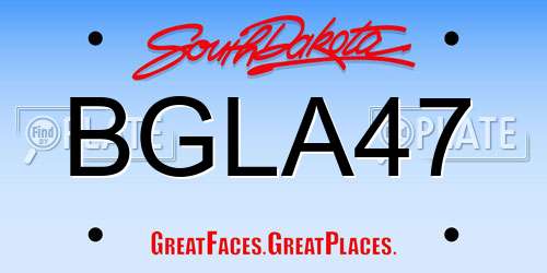 BGLA47 South Dakota License Plate