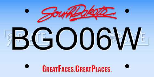 BGO06W South Dakota License Plate
