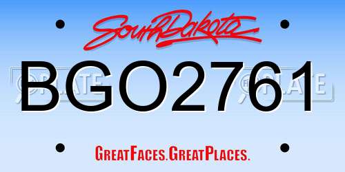 BGO2761 South Dakota License Plate