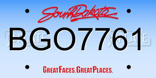 BGO7761 South Dakota License Plate