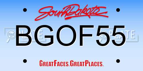 BGOF55 South Dakota License Plate