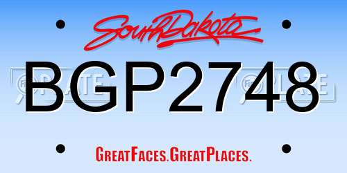 BGP2748 South Dakota License Plate