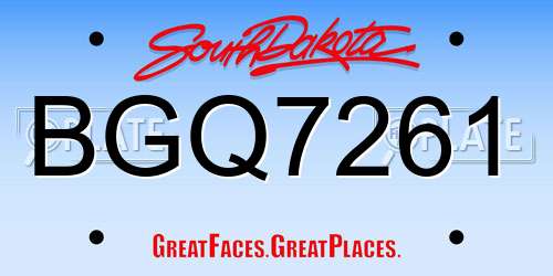 BGQ7261 South Dakota License Plate
