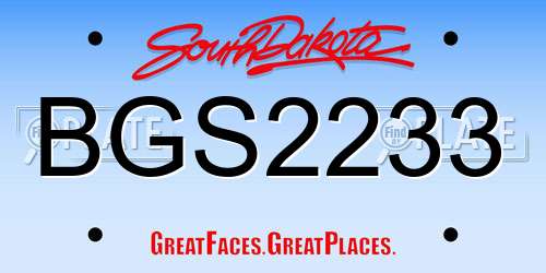 BGS2233 South Dakota License Plate