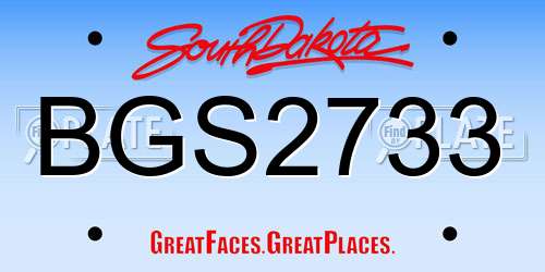 BGS2733 South Dakota License Plate