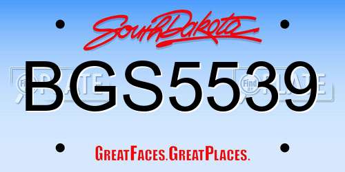 BGS5539 South Dakota License Plate