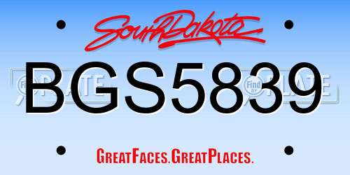 BGS5839 South Dakota License Plate