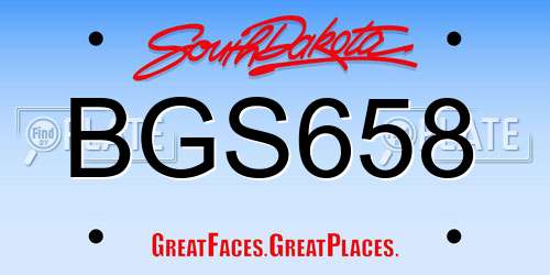 BGS658 South Dakota License Plate