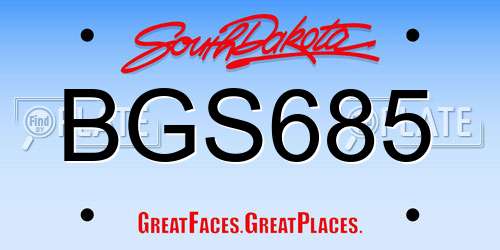 BGS685 South Dakota License Plate