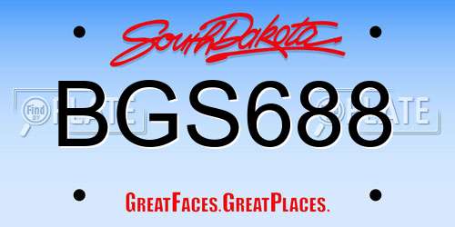 BGS688 South Dakota License Plate