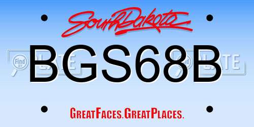 BGS68B South Dakota License Plate