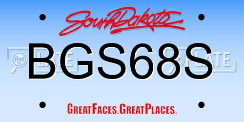 BGS68S South Dakota License Plate