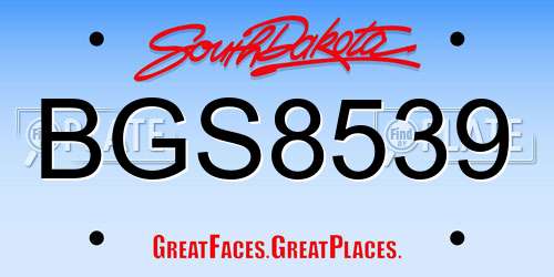 BGS8539 South Dakota License Plate