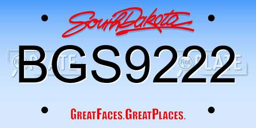 BGS9222 South Dakota License Plate