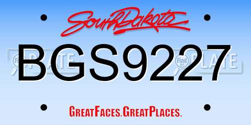 BGS9227 South Dakota License Plate