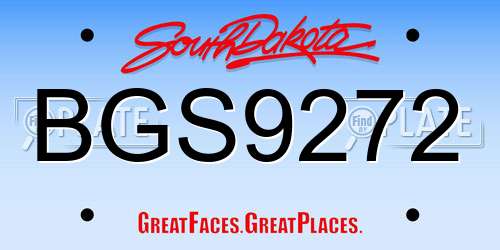 BGS9272 South Dakota License Plate