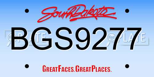 BGS9277 South Dakota License Plate