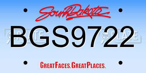 BGS9722 South Dakota License Plate