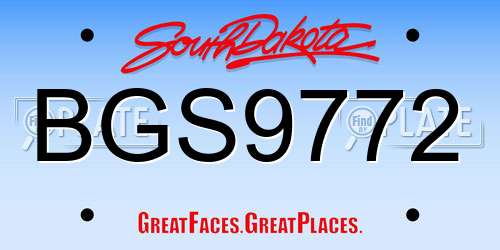 BGS9772 South Dakota License Plate