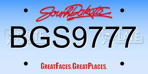 BGS9777 South Dakota License Plate
