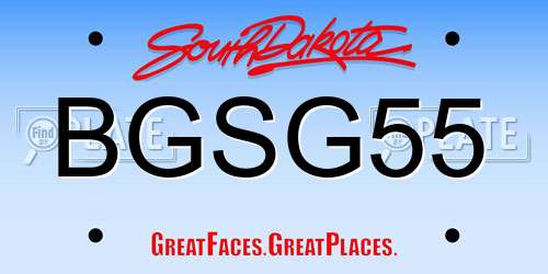 BGSG55 South Dakota License Plate