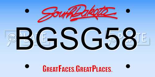 BGSG58 South Dakota License Plate