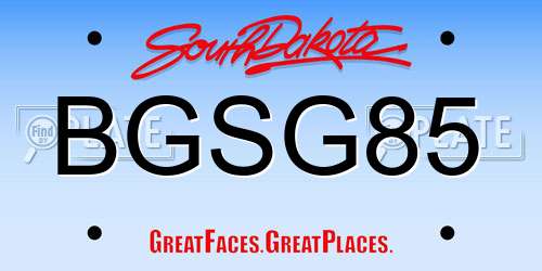 BGSG85 South Dakota License Plate