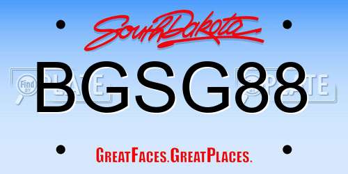 BGSG88 South Dakota License Plate