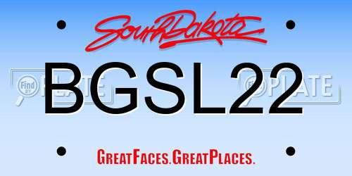 BGSL22 South Dakota License Plate