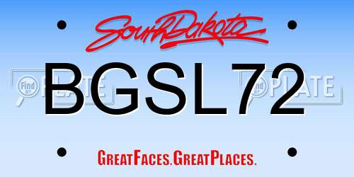 BGSL72 South Dakota License Plate