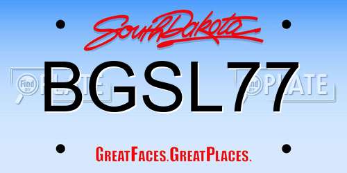BGSL77 South Dakota License Plate