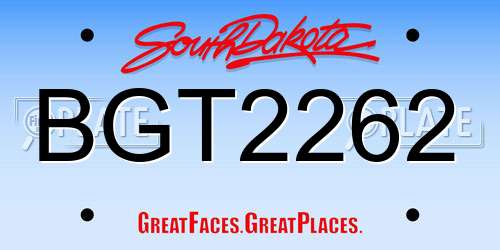 BGT2262 South Dakota License Plate